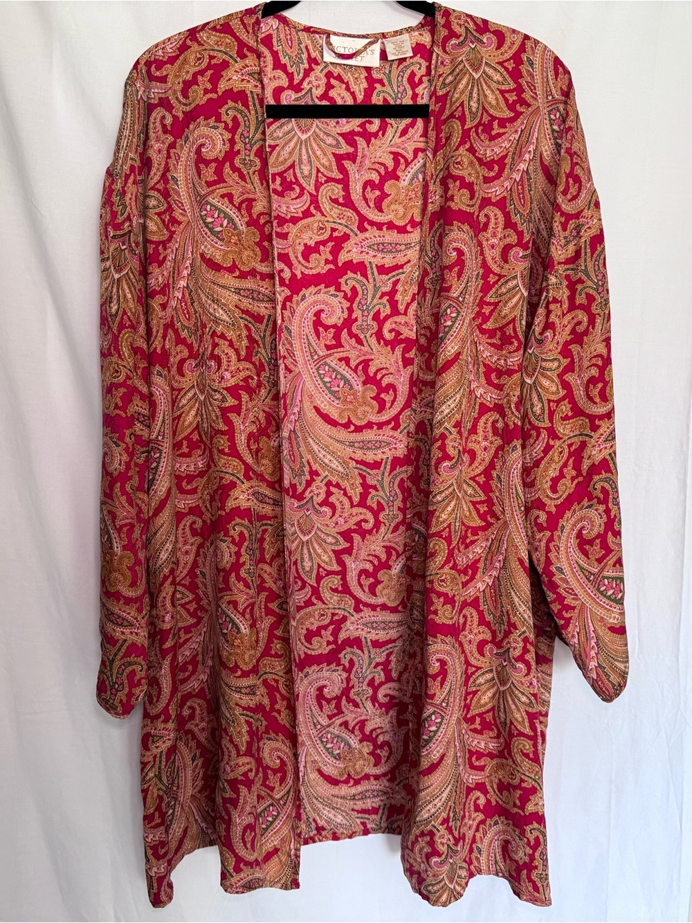 Vintage 90s Victoria's Secret Gold Label 100% Silk Paisley Kimono Robe M/L